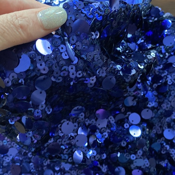 Lulus Glittery Persona Dark Blue Sequin Strapless Mini Dress - NWT - Picture 7 of 8